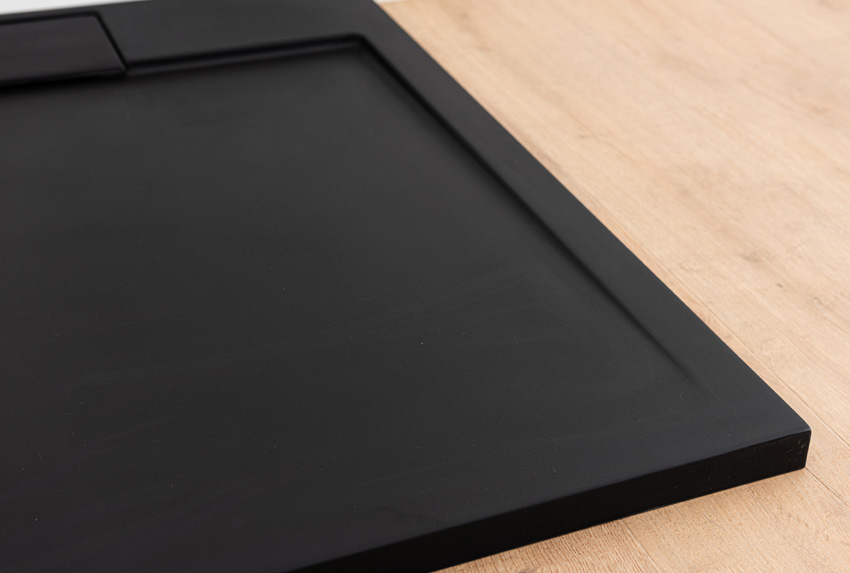 Douchebak Akon polybeton mat zwart 90x90cm