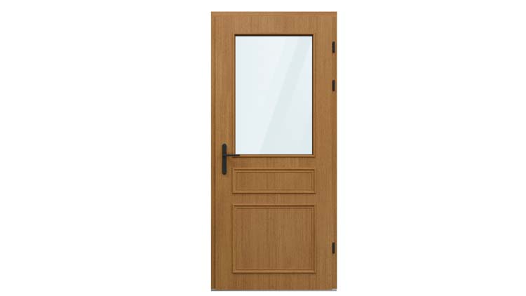 Porte extérieure bois semi-vitrée Taag meranti naturel verre clair 980x2180mm ouvrant à droite
