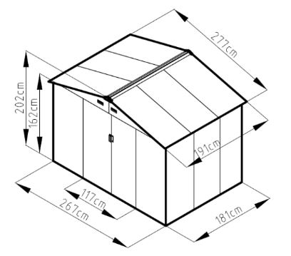 Maison de jardin acier Semois M 277 x 191 x 202 cm