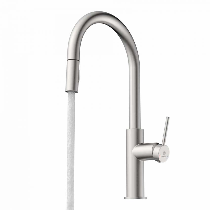 Keukenkraan Wasserwerk WK 13 Sphere inox-look met uittrekbare uitloop
