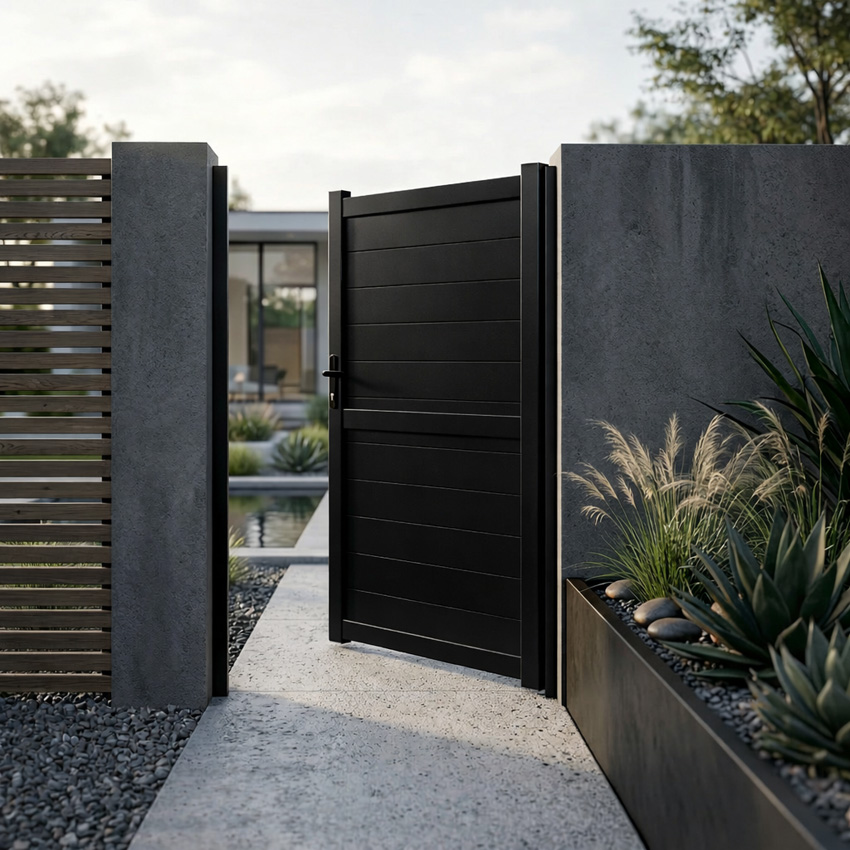 Draaipoort Orlando aluminium enkel gesloten mat zwart 100x180cm