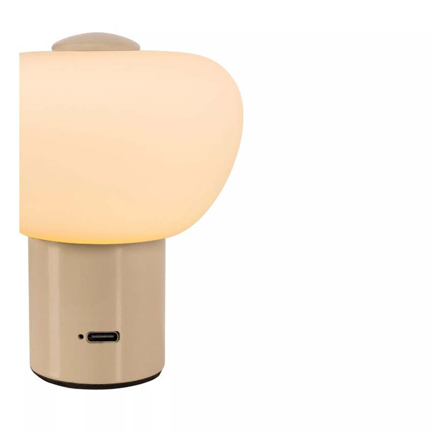 Lucide Essential Gustav - Lampe de table rechargeable - Batterie/Pile - H9,5cm - LED dimmable - 1x0,8W 2700K - Beige