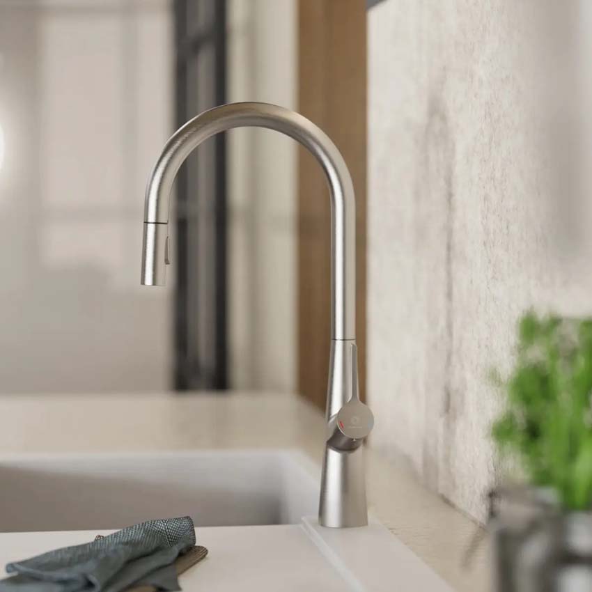 Keukenkraan Wasserwerk WK 9 Sphere inox met uittrekbare uitloop