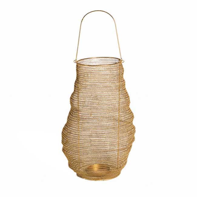 Lantaarn iron goud H52 cm