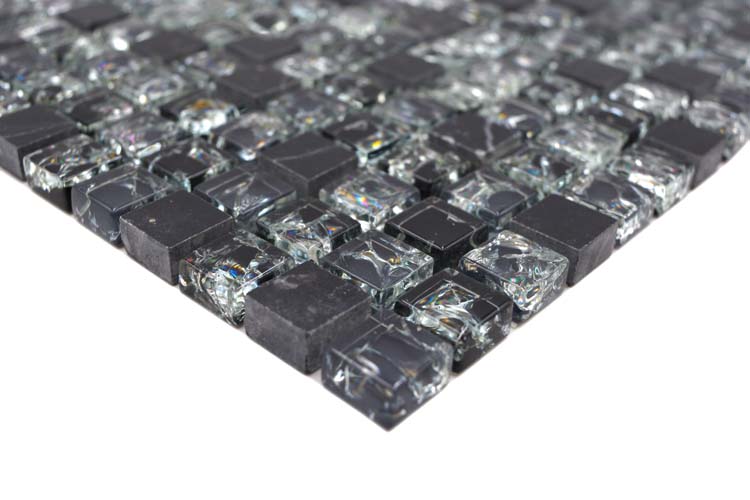 Mosaïque Crystal+ Mix noir brillant 30,5x30,5cm
