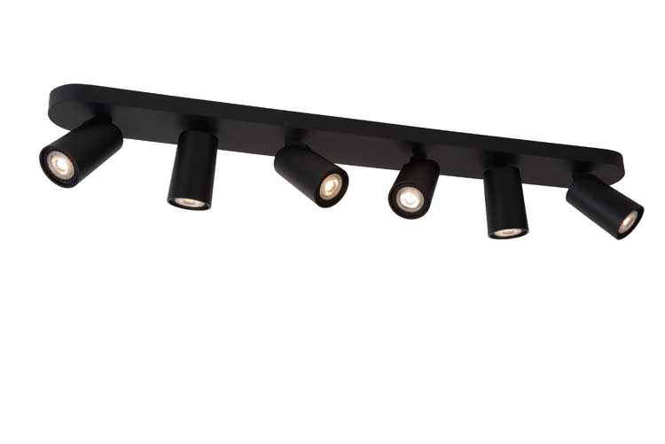 Lucide XYRUS - Plafondspot - LED Dim to warm - GU10 - 6x5W 3000K/2200K - Zwart