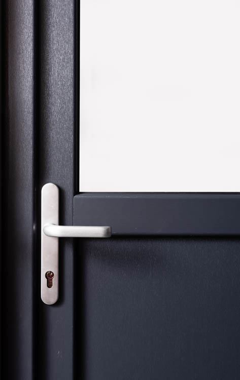 Buitendeur halfglas PVC helder glas antraciet/wit linkstrekkend op maat