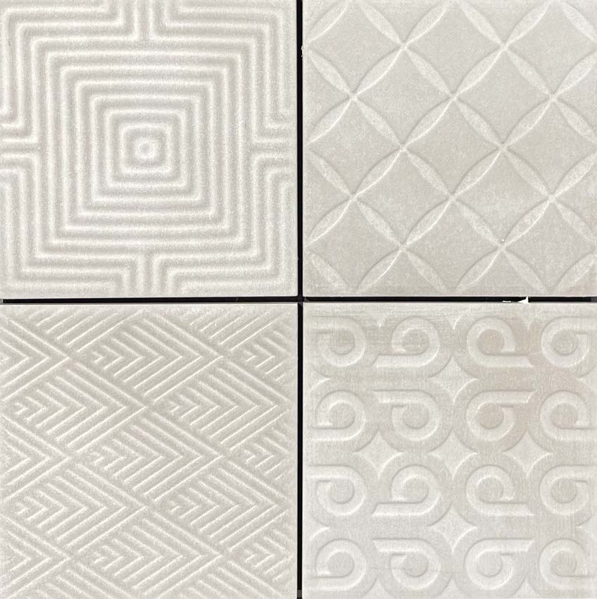 Wandtegel Malfi patroontegel lichtgrijs 15x15cm