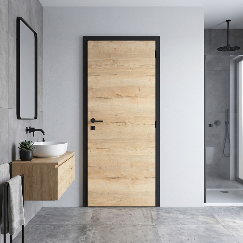 Porte intérieure complète Nature Wood chêne 201,5x73cm tubulaire horizontal réversible + châssis 16,5cm