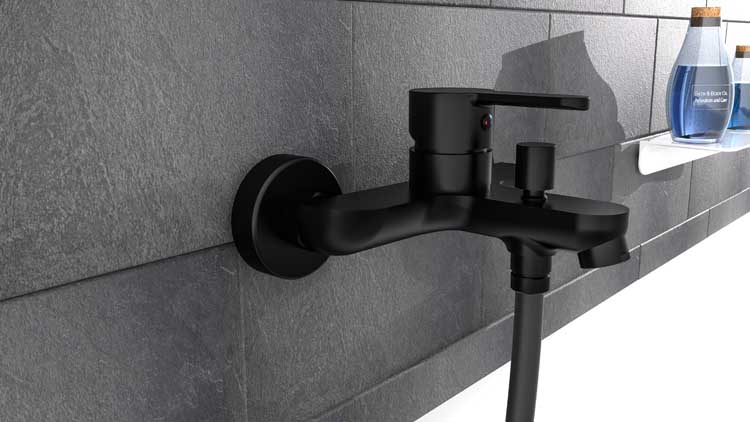 Robinet de baignoire-douche Dex noir mat