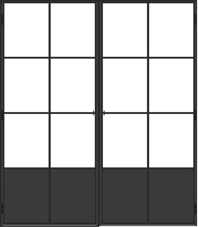 Porte intérieure double en acier Black Beauty noir 2x6V poussant à gauche sur mesure