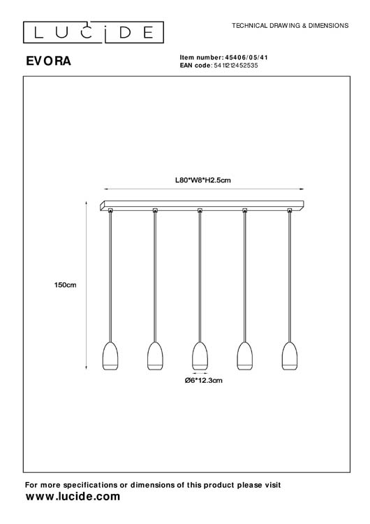 Hanglamp - taupe - 100cm - 5xGU10 - 40W