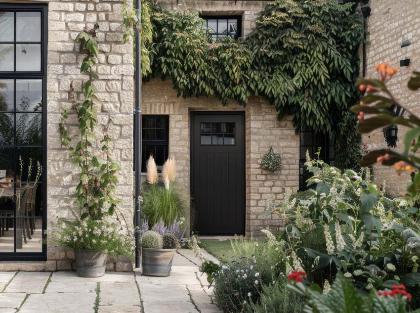 Porte extérieure bois Alva meranti noir verre clair ouvrant à gauche sur mesure