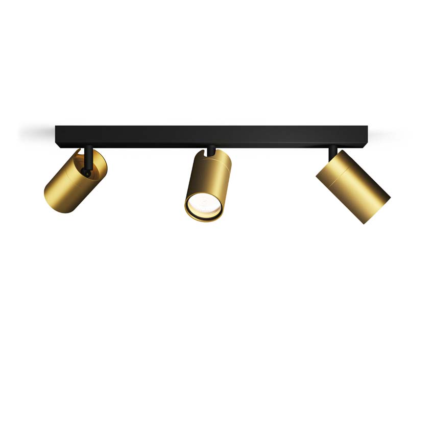 Opbouwspot goud 3 spots rond voor badkamer IP44