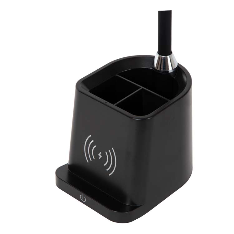 Lucide PENNY - Bureaulamp - LED Dimb. - 1x4,7W 3000K - Met draadloze oplader - Zwart
