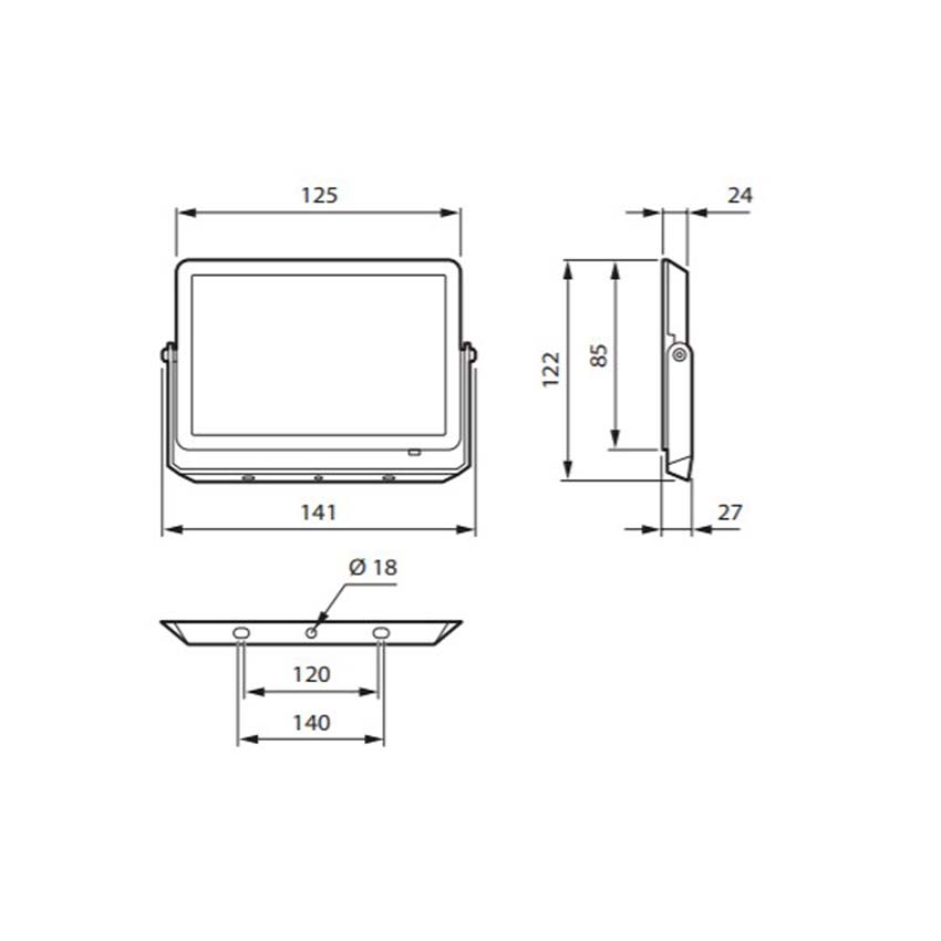 Ledstraler buiten projectline zwart 20 W 4000K