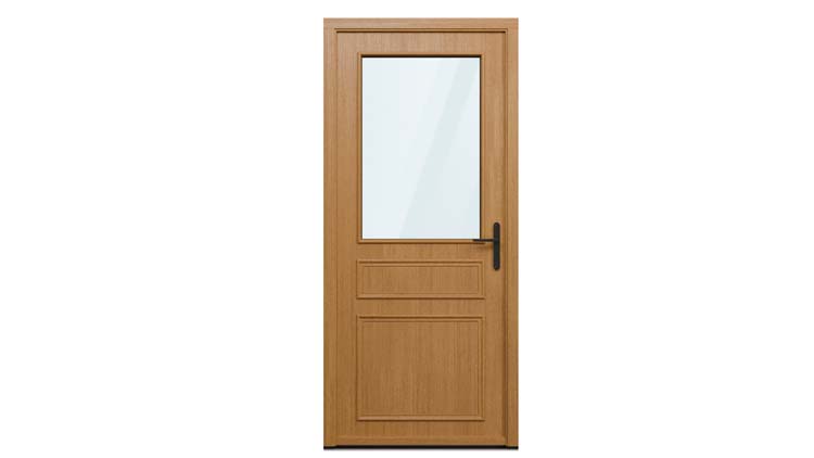 Porte extérieure bois semi-vitrée Taag meranti naturel verre clair 980x2180mm ouvrant à droite