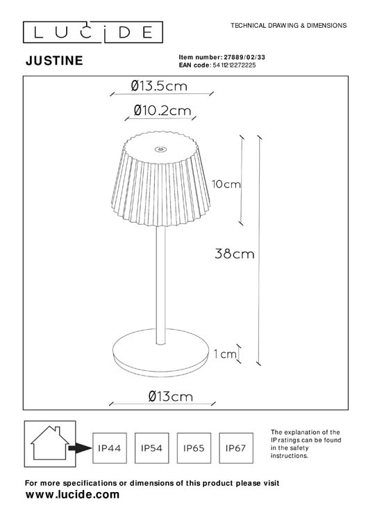 Lucide JUSTINE - Oplaadbare Tafellamp Buiten - Accu/Batterij - LED Dimb. - 1x2W 2700K - IP54 - Met contact oplaadplatforrm - Groen