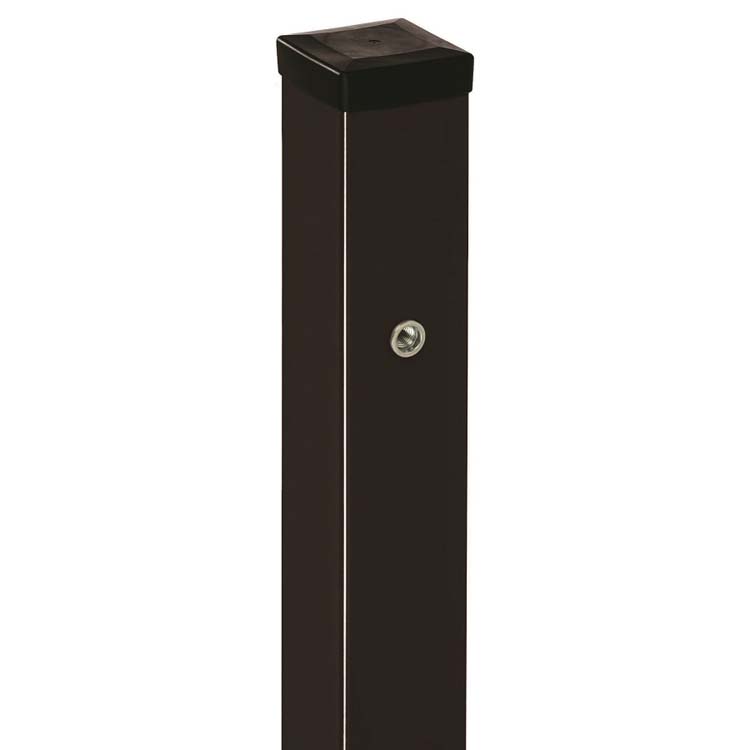 Poteau acier noir 2 trous 10 x 10 x 200 cm