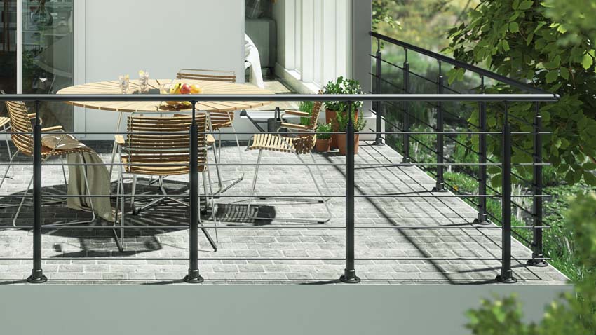 Kit borstwering Rena aluminium zwart 250cm vloerbevestiging
