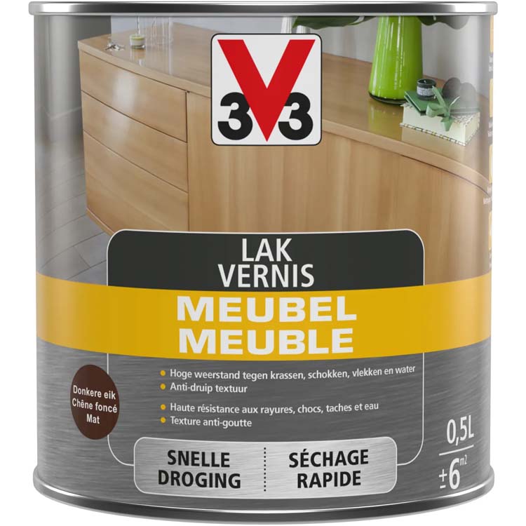 V33 laque pour meuble chêne foncé mat 0,5l