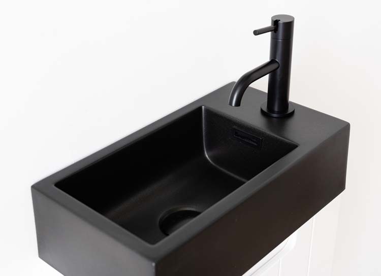 Meuble de toilette Tommy blanc mat 400 mm lavabo noir mat