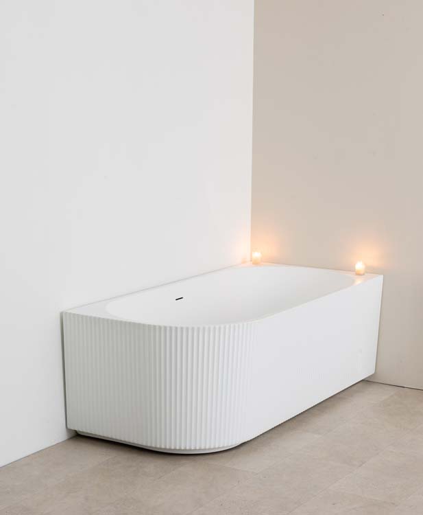 Baignoire d'angle Chris mat blanc nervurée droite 170x80cm