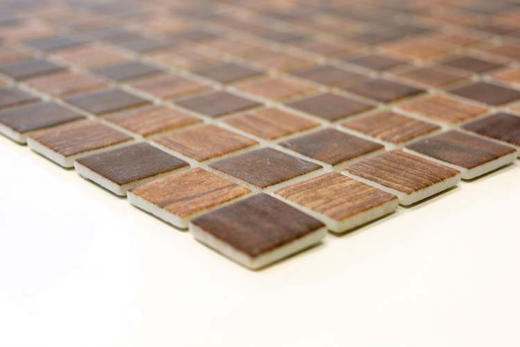 Mosaïque Eco structure bois brune foncé 30 x 30 cm