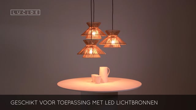 Lucide TASMAN - Hanglamp - 3xE27 - Naturel Lucide TASMAN - Hanglamp - 3xE27 - Naturel