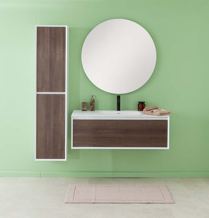 Meuble de salle de bains Ace suspendu avec lavabo simple blanc mat 120cm