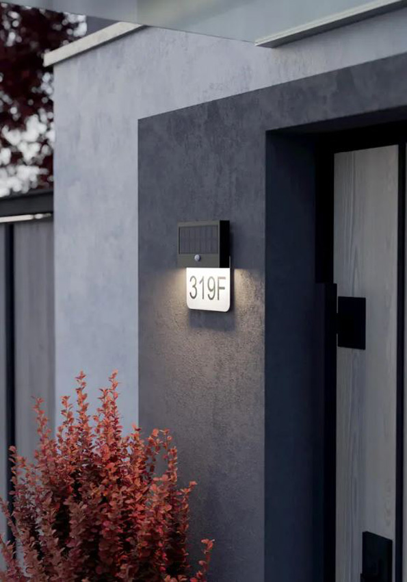 Applique murale - noir - 20x3,5x23cm - LED - 1x6W - 3000K - Solaire avec détecteur de mouvement