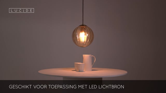 Lucide MONSARAZ - Hanglamp - Ø 25 cm - 1xE27 - Amber Lucide MONSARAZ - Hanglamp - Ø 25 cm - 1xE27 - Amber