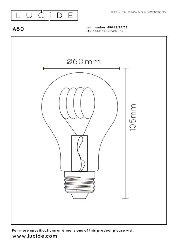 Lucide G45 - Filament lamp - Ø4,5cm - LED 3 StepDimbaar (Memory) - E27 - 1x3W 2200K - Amber