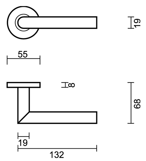 Deurklink zwart Belluno B 19mm-13cm