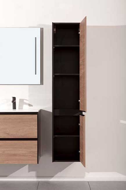 Badkamermeubel Molly houtlook hangend met dubbele wastafel mat wit 120cm