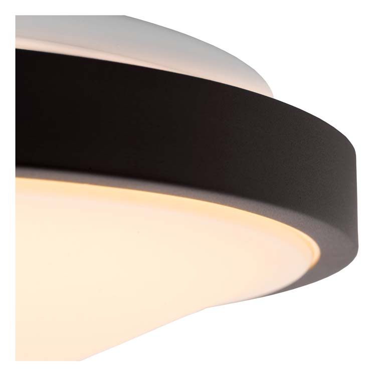 Lucide DASHER - Plafonnier Salle de bains - Ø 34,8 cm - LED - 1x18W 2700K - IP44 - Noir