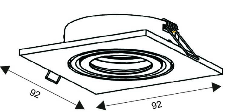 Spot encastré carré - chrome - GU10