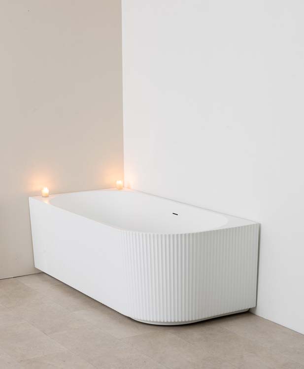 Baignoire d'angle Chris mat blanc nervurée gauche 170x80cm