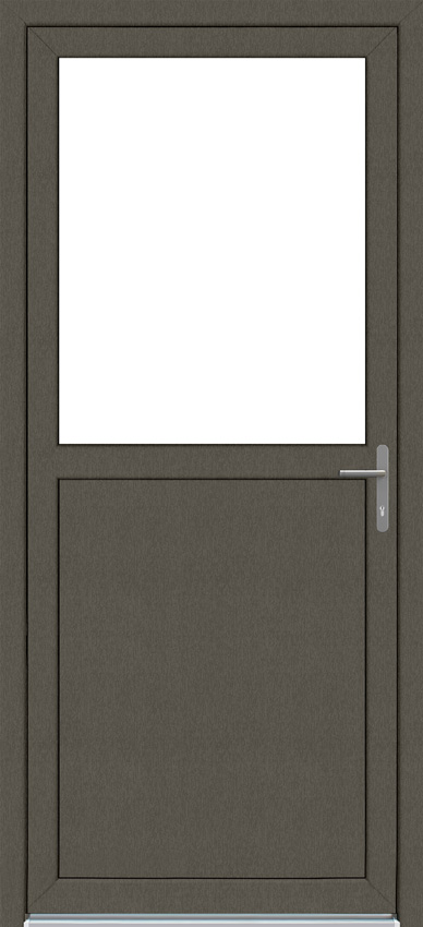 Buitendeur halfglas PVC helder glas kwartsgrijs/wit 980x2180mm rechtstrekkend