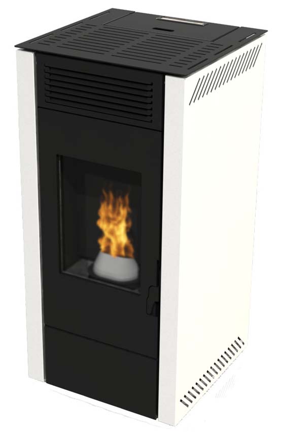 Poêle à granulés Modèle 12 - 12,2kW - 244m³ - blanc - 46x46x94cm