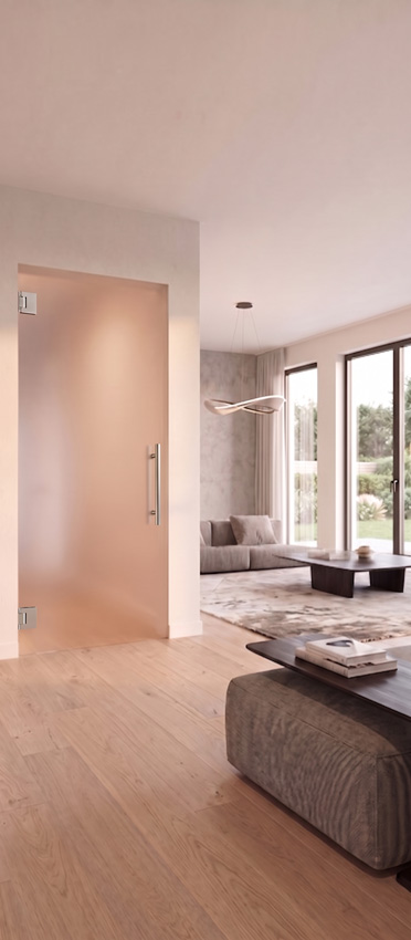 Porte intérieure vitrée complète Skyline Night mat 83x201cm poignée ronde inox + charnières