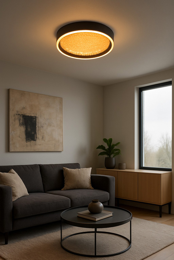 Plafonnier - noir/doré - Ø40cm - dimmable - LED - 1x40W - 3000K