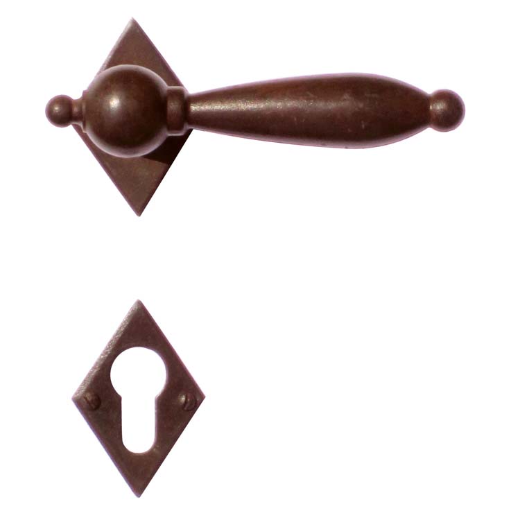 Poignée de porte adria rouille carreau rosace cylindre