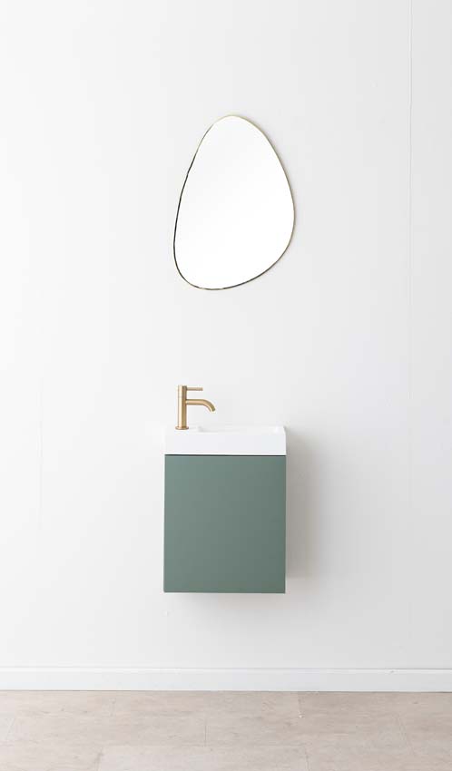 Meuble de toilette Dotan eucalyptus lavabo blanc mat 45x40x20cm