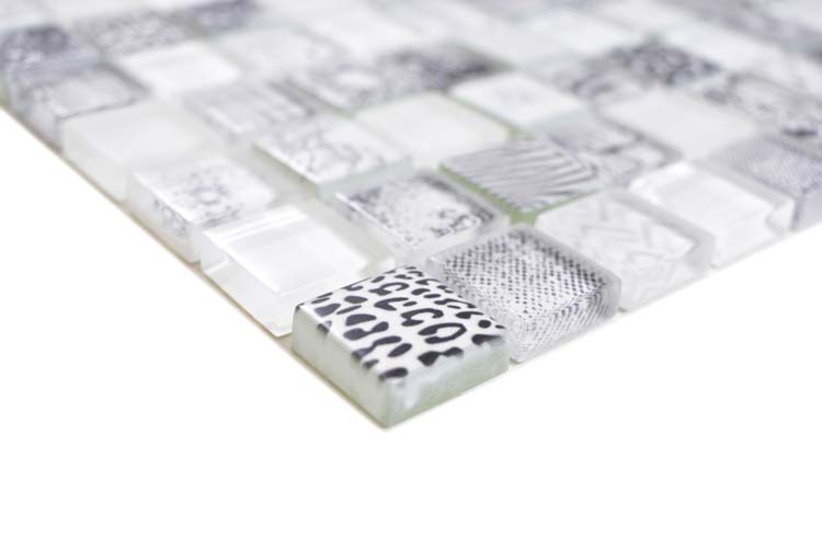 Mosaïque verre mix super blanche 29,8 x 29,8 cm
