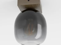 Plafonnière zwart-hout glas smockey grey Ø 14,5 cm E27