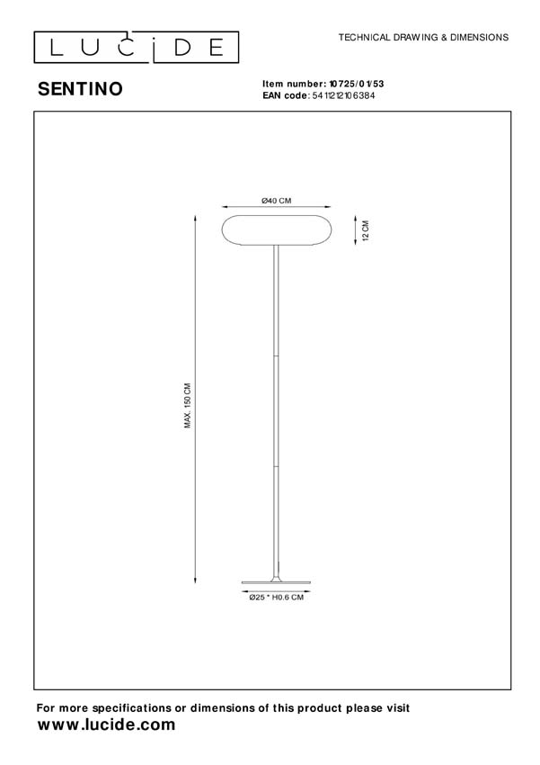 Lucide SENTINO - Vloerlamp - Ø 40 cm - 3xG9 - Oranje