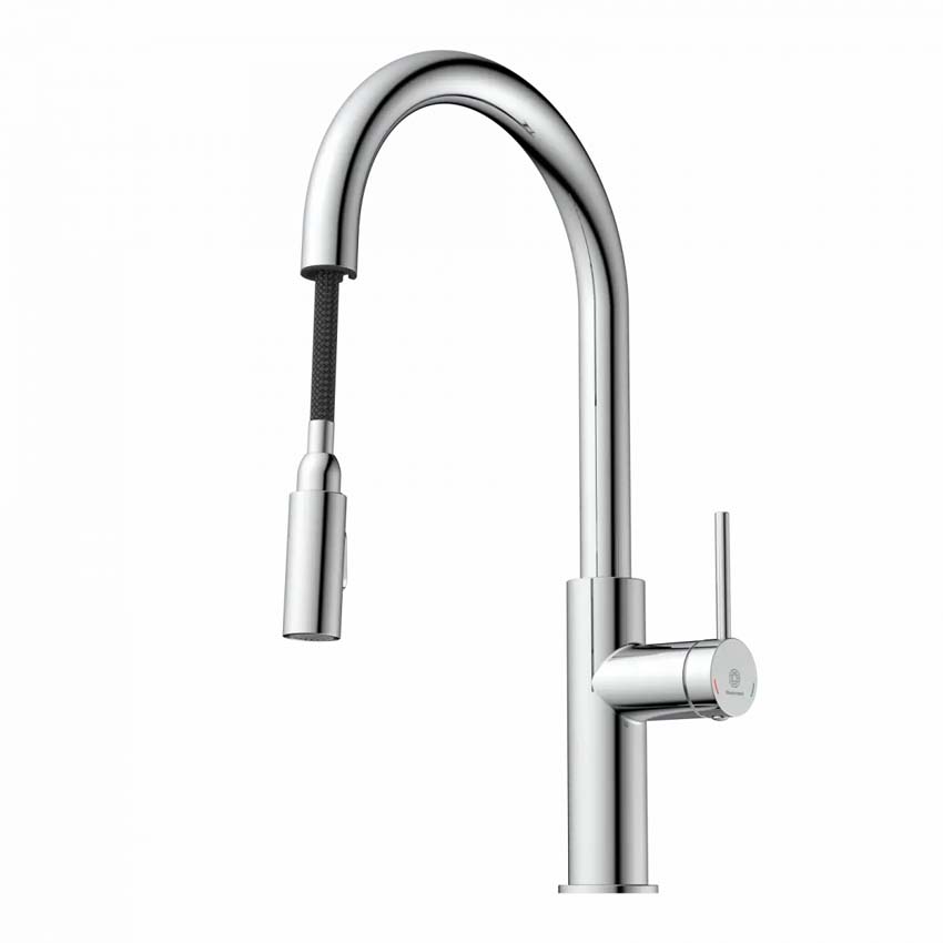 Robinet de cuisine Wasserwerk WK 13 Sphere chrome mat avec bec extractible