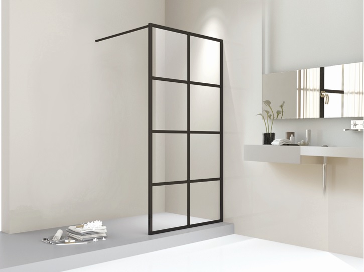 Vaste wand Uma 100 x 200 cm incl stang mat zwart