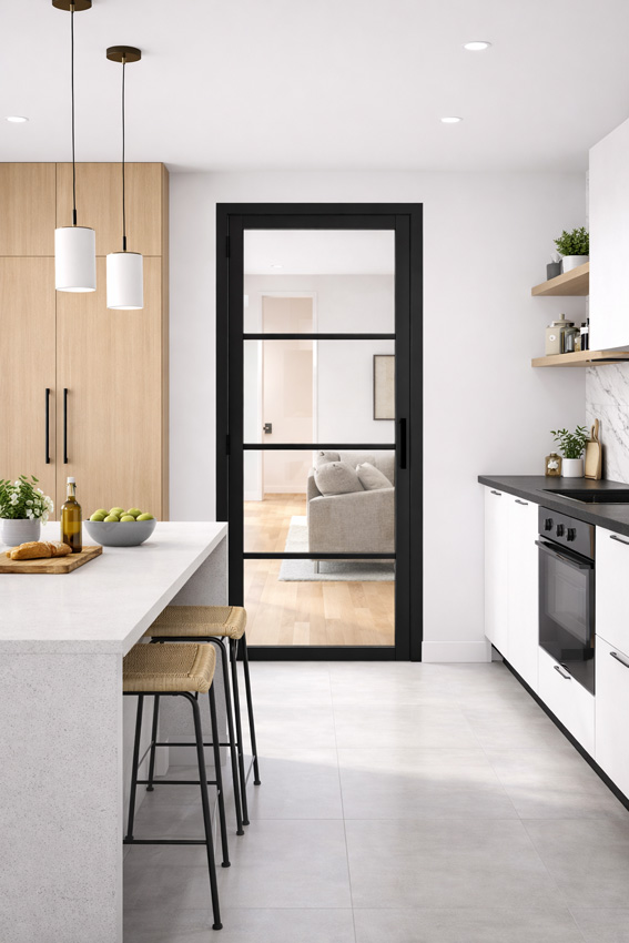 Bloc-porte 78cm steel look feeling 4R verre clair 201.5cm